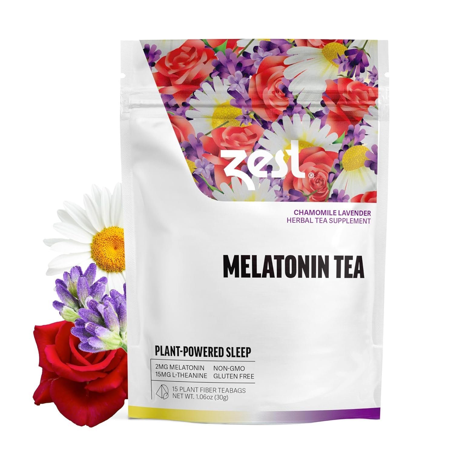 Zest Sleep Tea – 2mg Melatonin Tea for Sleep – Chamomile Lavender Herbal Blend – 15Ct Pack – Calming & Relaxing Ingredients for a Perfectly Sleepy Bedtime