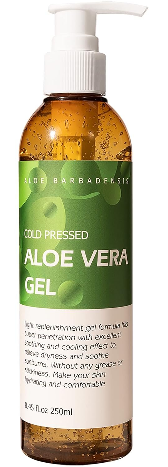 benatu Aloe Vera Gel for Face and Hair, 100% Pure Cold Pressed, Natural Facial Moisturizer for Sunburn Relief, Ance, Skin Care (8.45 fl oz)