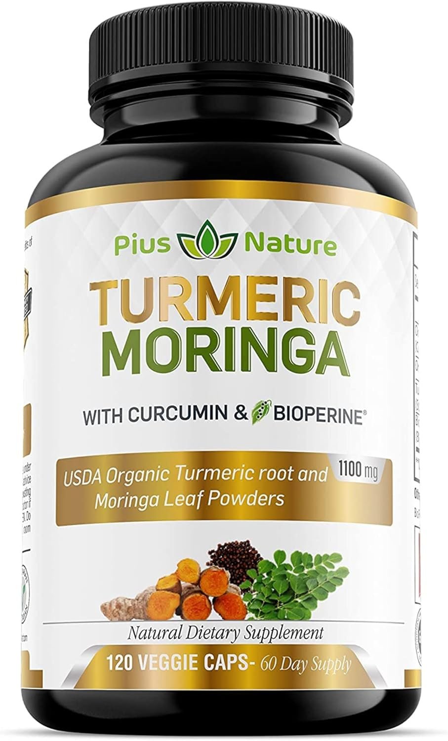 Turmeric Moringa – Organic Turmeric Curcumin Supplements and Organic Moringa Powder – 120 Veggie Capsules Supplement for Women and Men