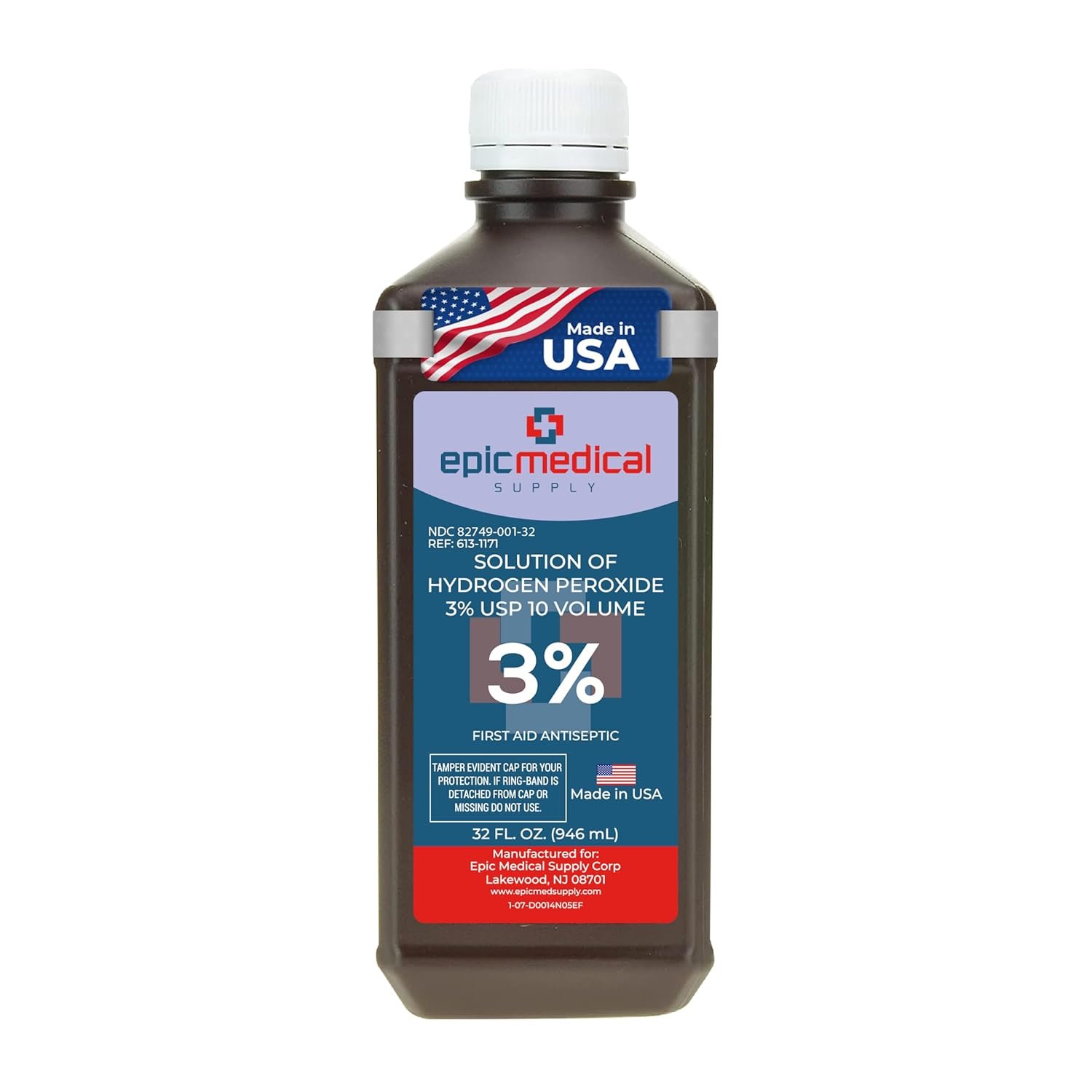 Hydrogen Peroxide 32 oz. First Aid Antiseptic and Multipurpose Cleaner, 3% USP, Topical Wash for Minor Cuts, Scrapes, Insect Bites, and Skin Irritations. (1)