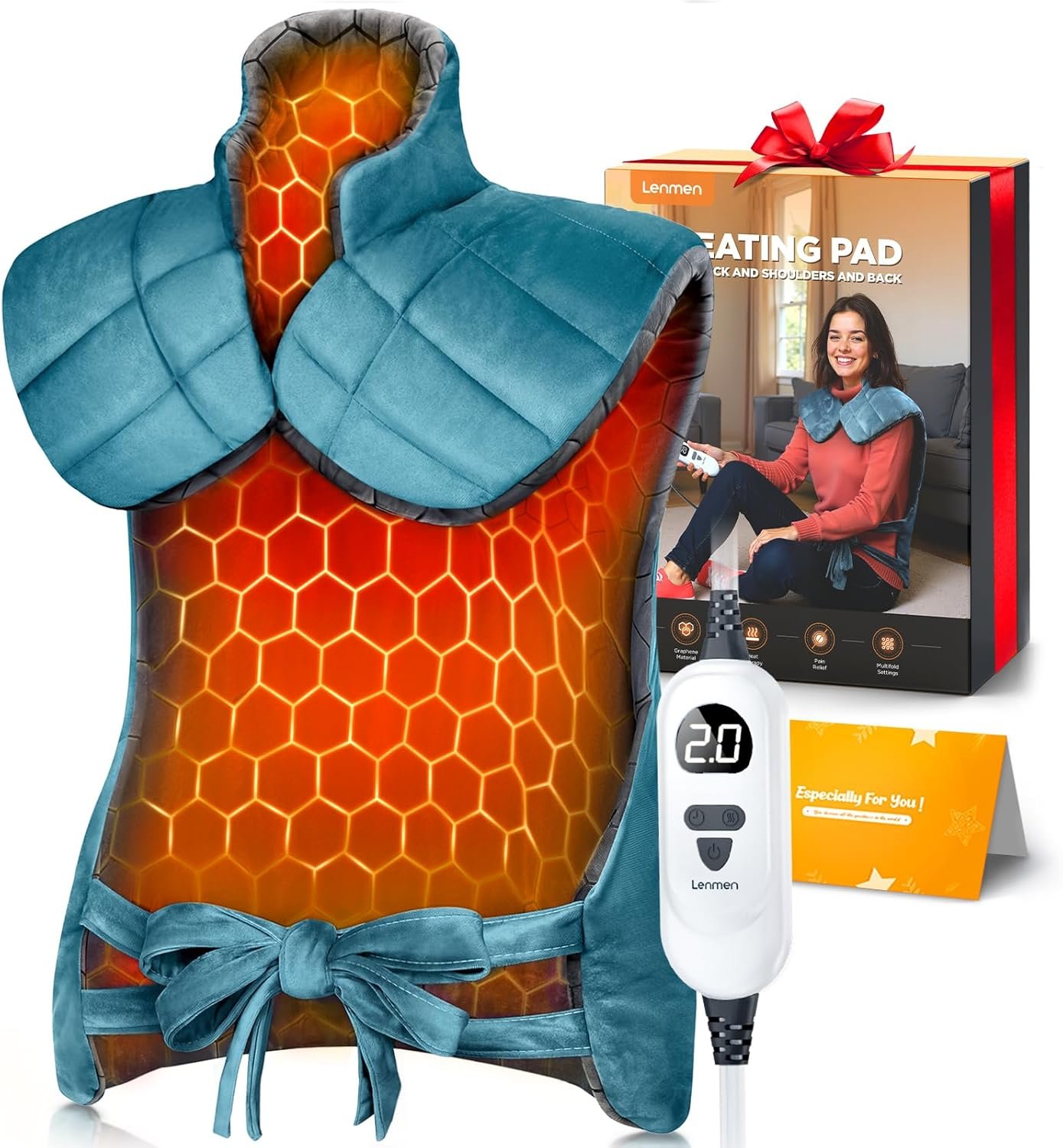 Graphene-Infused Heating Pad with 3X Deeper Pain Relief, 30% Heavier Weighted Heating Pad for Neck and Shoulders and Back, 25″x35″ Large Electric Heated Pads, Gifts for Mom Women Christmas Birthday