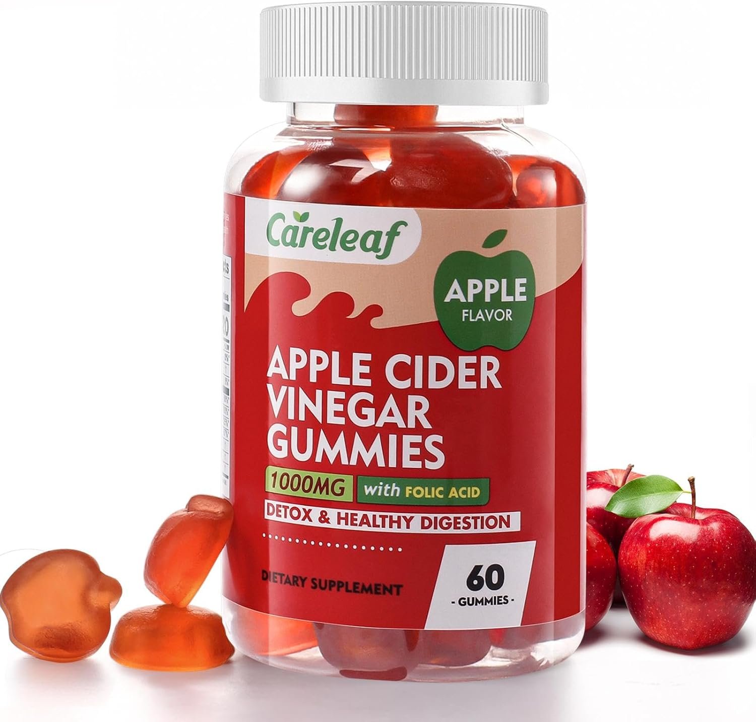 Apple Cider Vinegar Gummies, Metabolism Gummy with 1000mg AVC & Vitamin B6 Vitamin B12, ACV Gummies for Metabolism, Digestion, Detox, Gut & Immune Health, 60 Counts