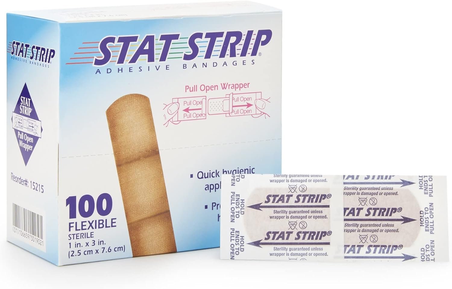 STAT Strip Adhesive Bandages 100 Flexible Latex Free 1×3 inch