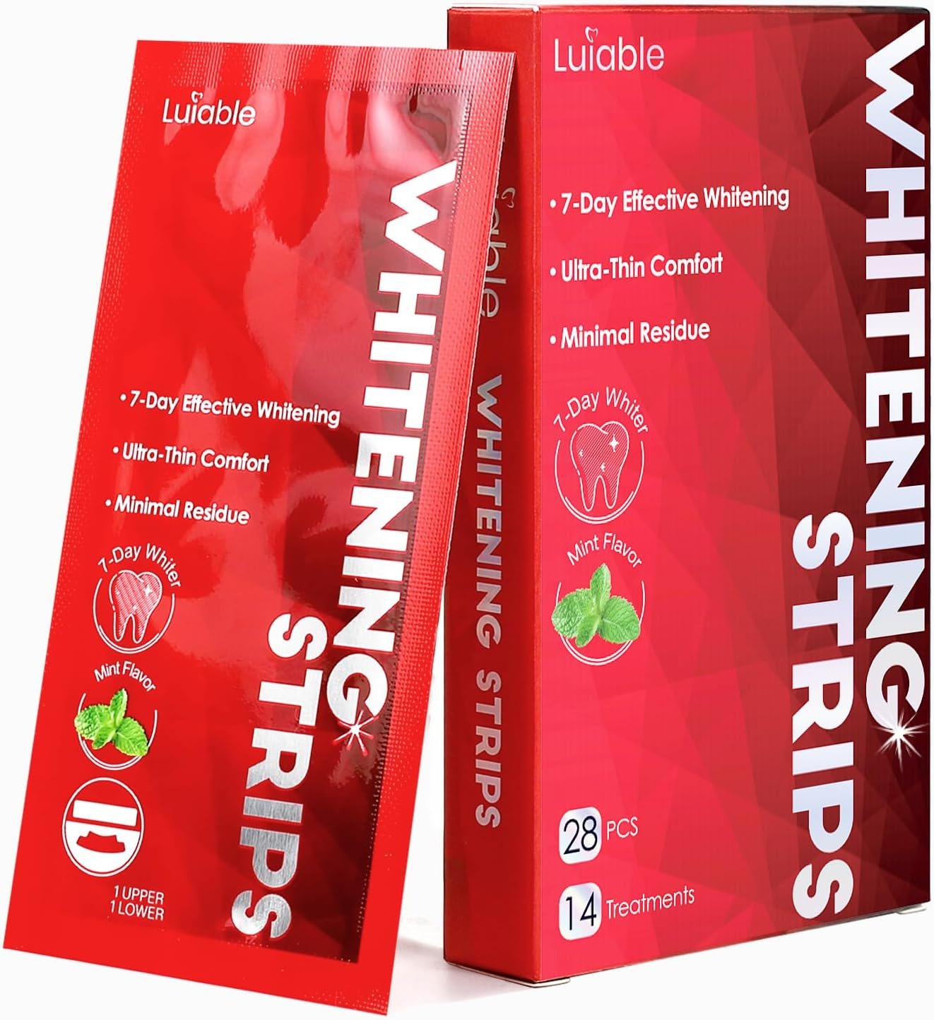 Teeth Whitening Strips for Tooth White: Professional Dentist Formulated Teeth Whitener Enamel-Safe Non-Slip 28 Strips 14 Treatments