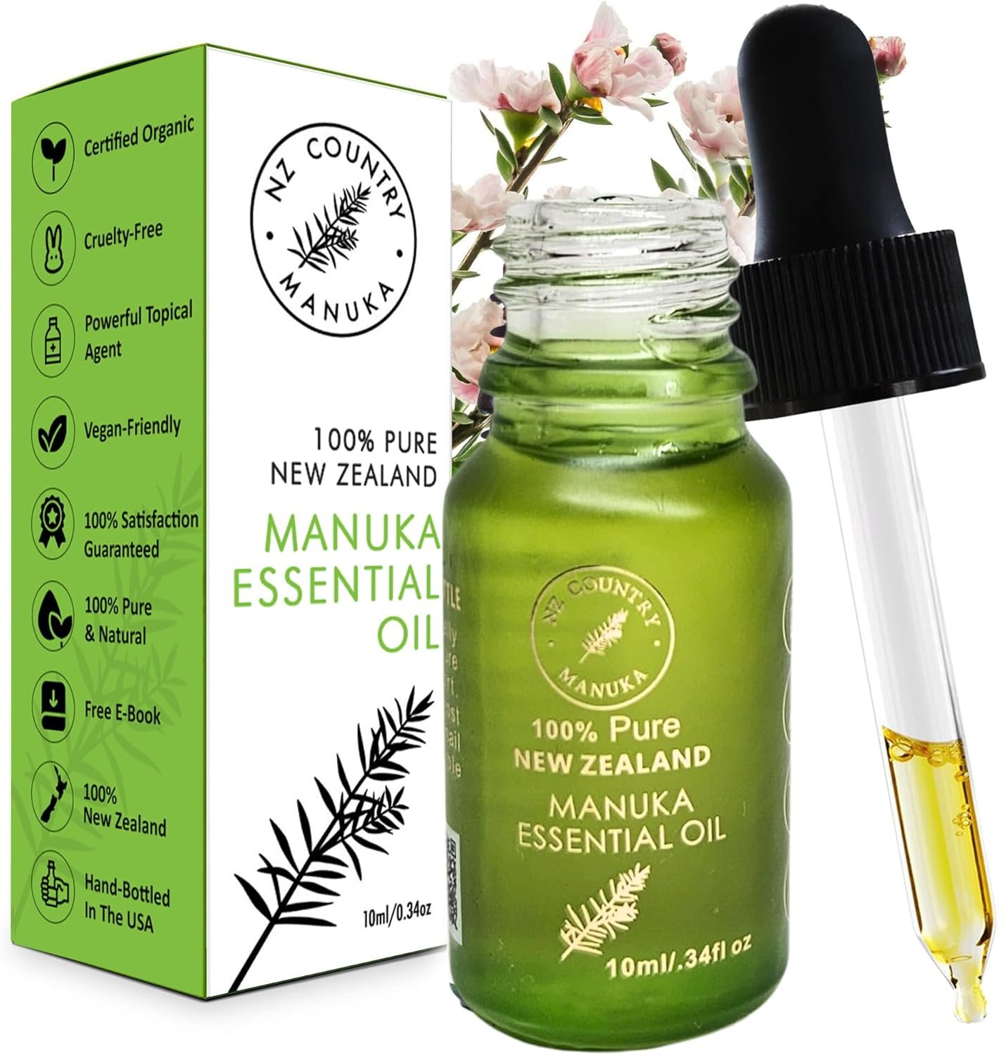 100% Pure New Zealand Manuka Oil | Organic Essential Oil | 35x Stronger Than Tea Tree | Natural Skin Care | Toenail Treatment | Diffuser | Aromatherapy | Nails | Hair | Skin | Lips