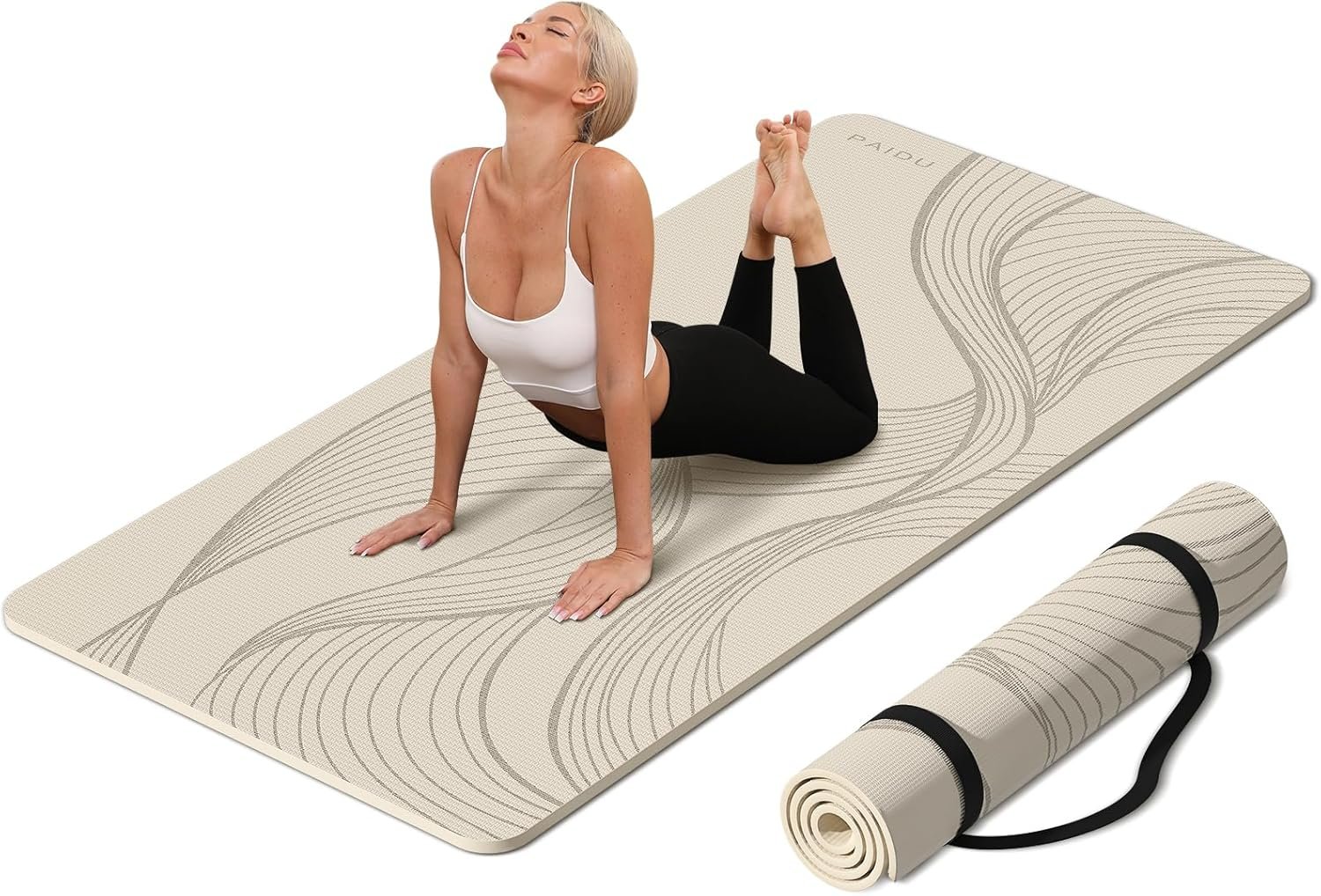 Large Yoga Mat-72’x36’x0.4’ Extra Width ＆ Thick,Comfortable,Non-Slip Exercise Mat-Works Great on All Floor for Stretching,Yoga Studio,Gym or Home Workouts