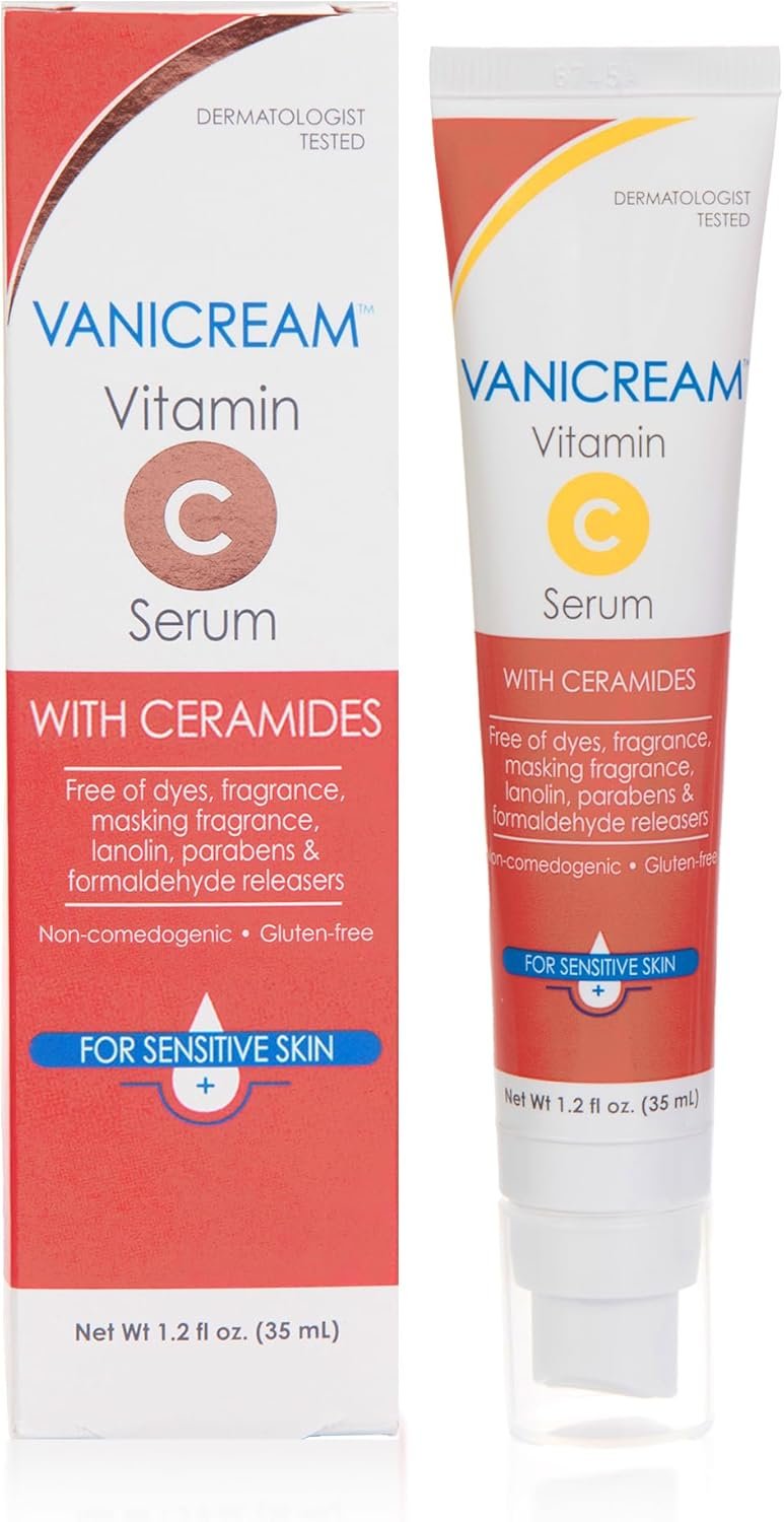 Vanicream Vitamin C Serum, 1.2 Fl Oz, Formulated without Common Irritants for Sensitive Skin, Milky and Lightweight Brightening Serum, Hydrates & Boosts Glow, Dermatologist-Tested