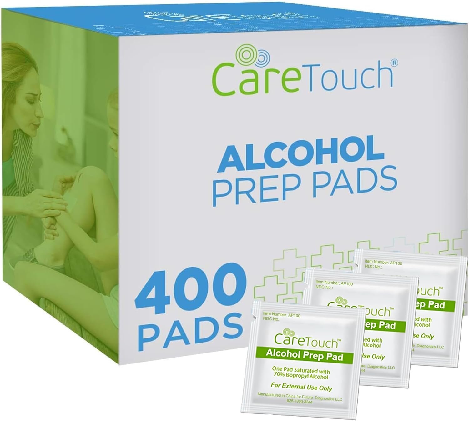 Care Touch Alcohol Wipes Individually Wrapped – Prep Pads with 70% Isopropyl Alcohol, Great for Home, Medical & First Aid Kits Sterilized, Antiseptic 2-Ply Swabs 400 Count