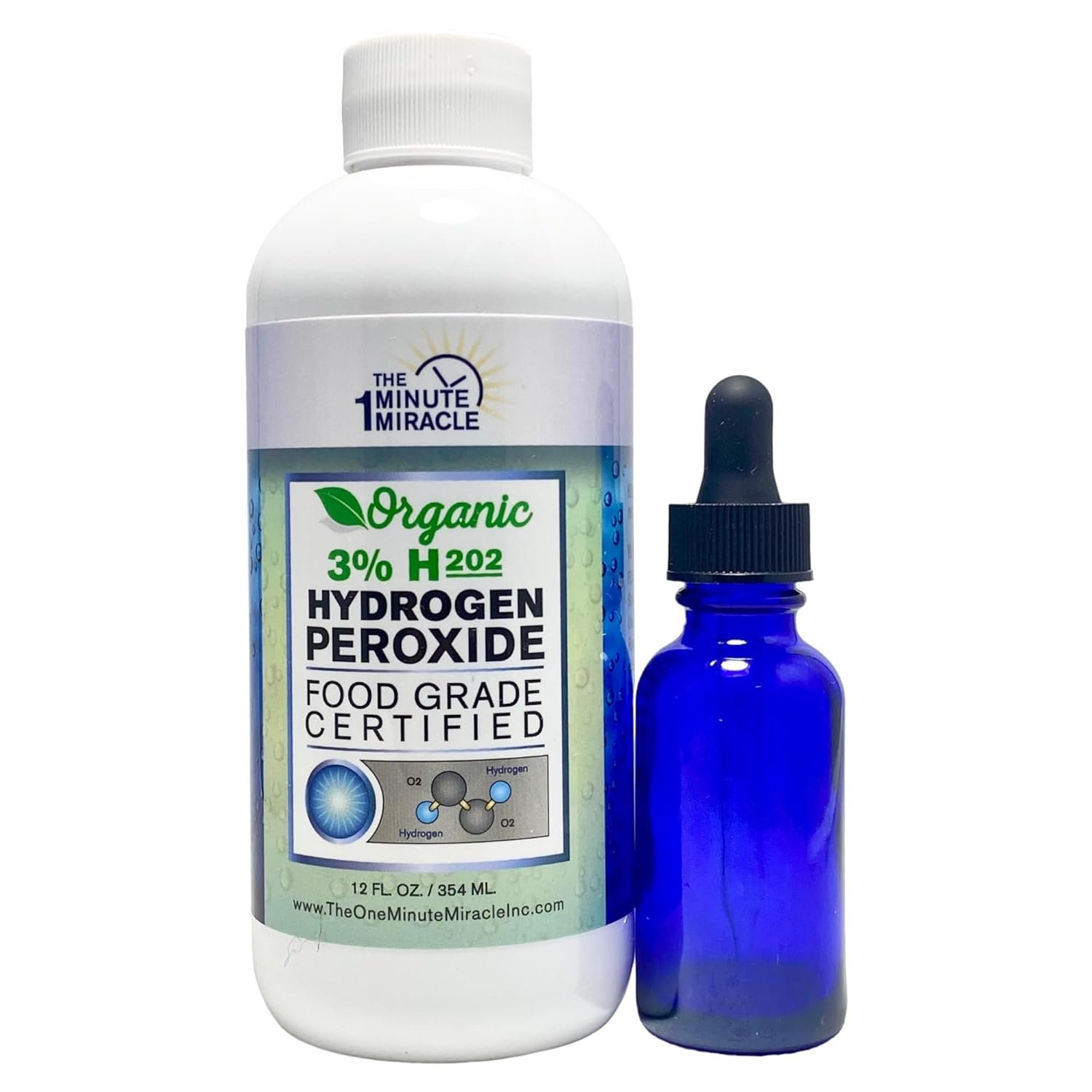 3% Hydrogen Peroxide Medical Food Grade H2o2-12 oz Bottle with 1 oz Bottle Dropper – Recommedned by The One Minute Cure Book. 11 Drops of 3% Equal to 1 Drop of 35% H2o2.