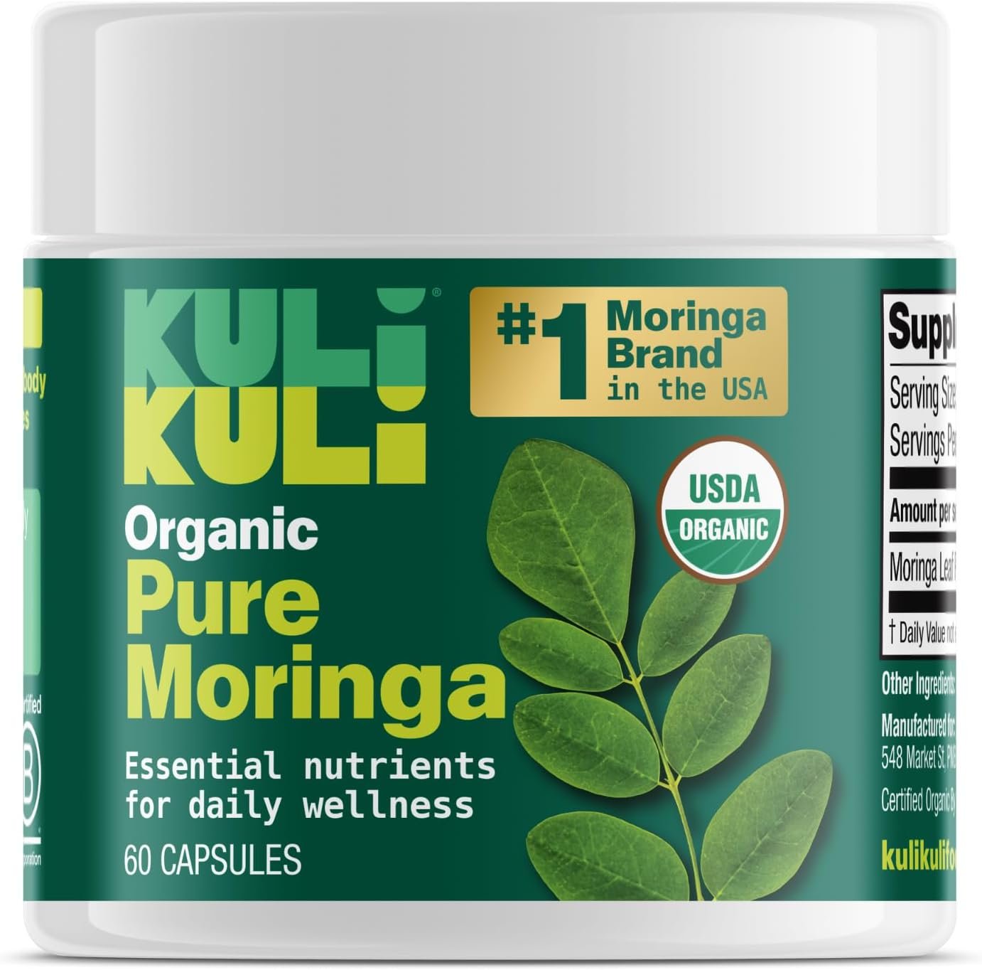 KULI KULI Organic Pure Moringa Capsules, 60 CT