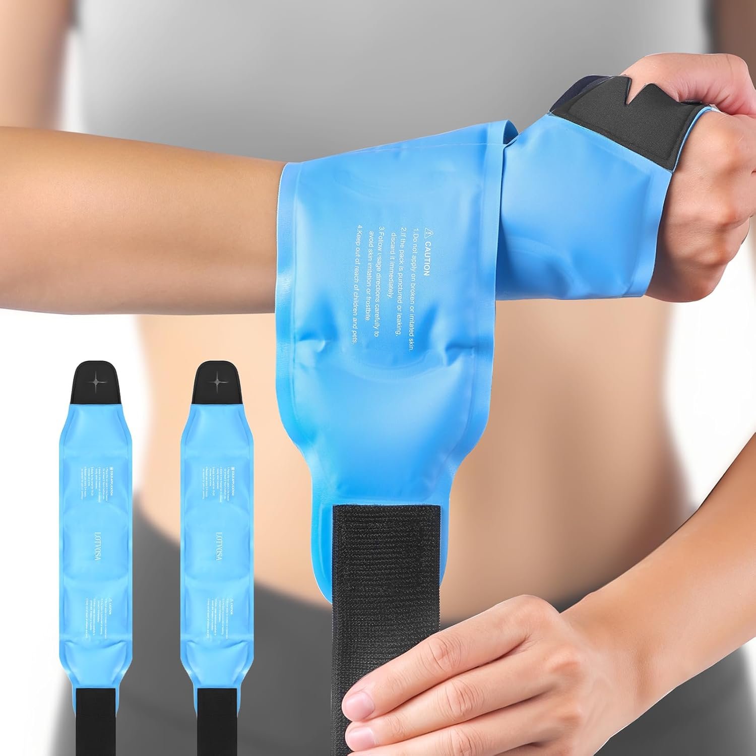 Wrist Ice Pack Wrap for Carpal Tunnel Relief, Hot & Cold Compression Brace, 2 Reusable Gel Packs, Relief for Hand Thumb Injuries, Tendonitis, Tenosynovitis, Surgery Gift for Men Women