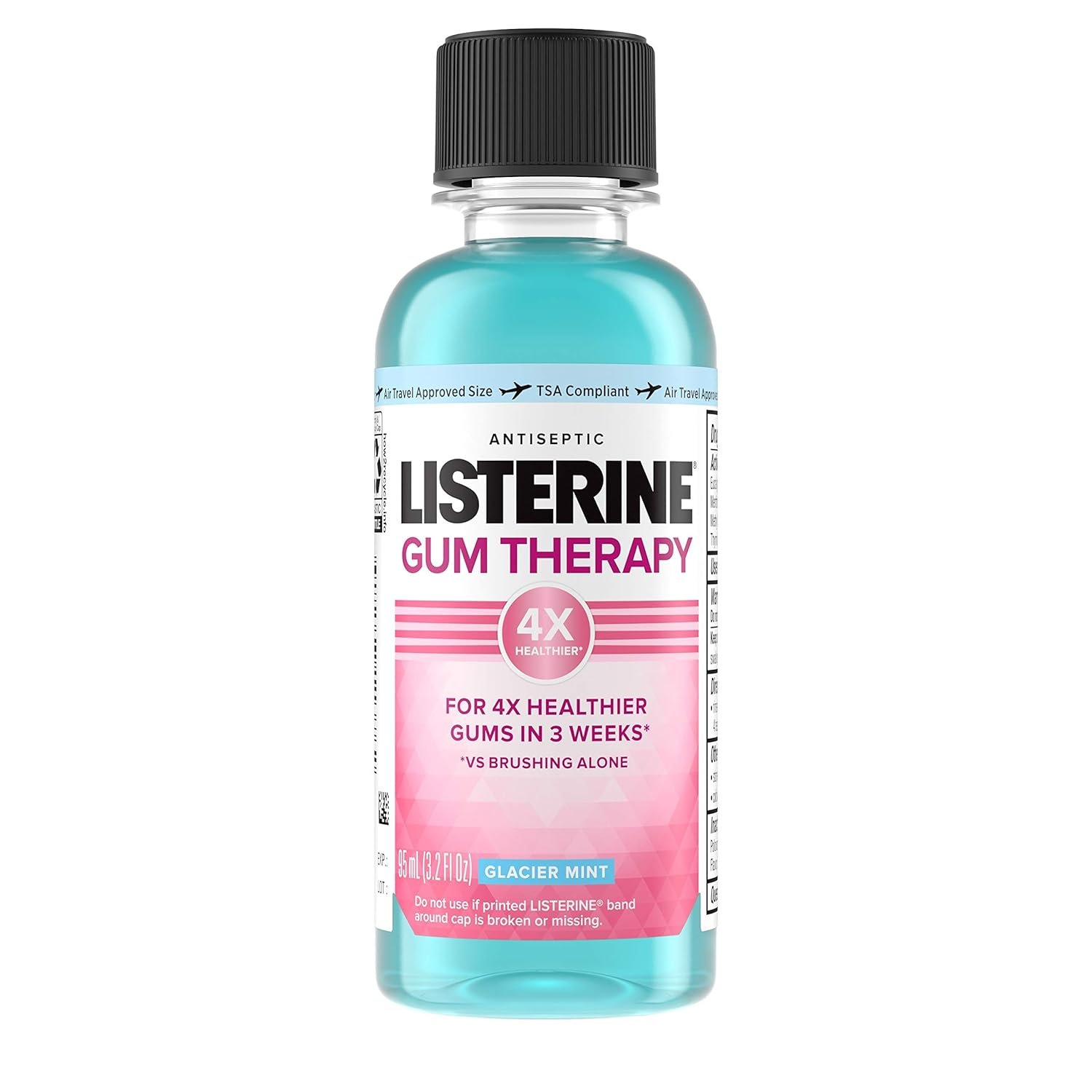 Listerine Gum Therapy Antiplaque & Anti-Gingivitis Mouthwash, Antiseptic Oral Rinse Helps Reverse Signs of Early Gingivitis, ADA Accepted, TSA-Compliant Travel-Size, Glacier Mint, 95 mL (Pack of 6)