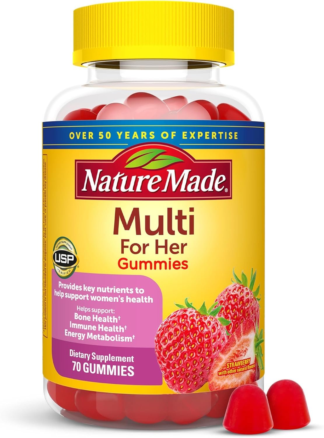 Nature Made Multivitamin For Women, Womens Gummy Multivitamins for Daily Nutritional Support, 70 Multi Vitamin Gummies, 35 Day Supply