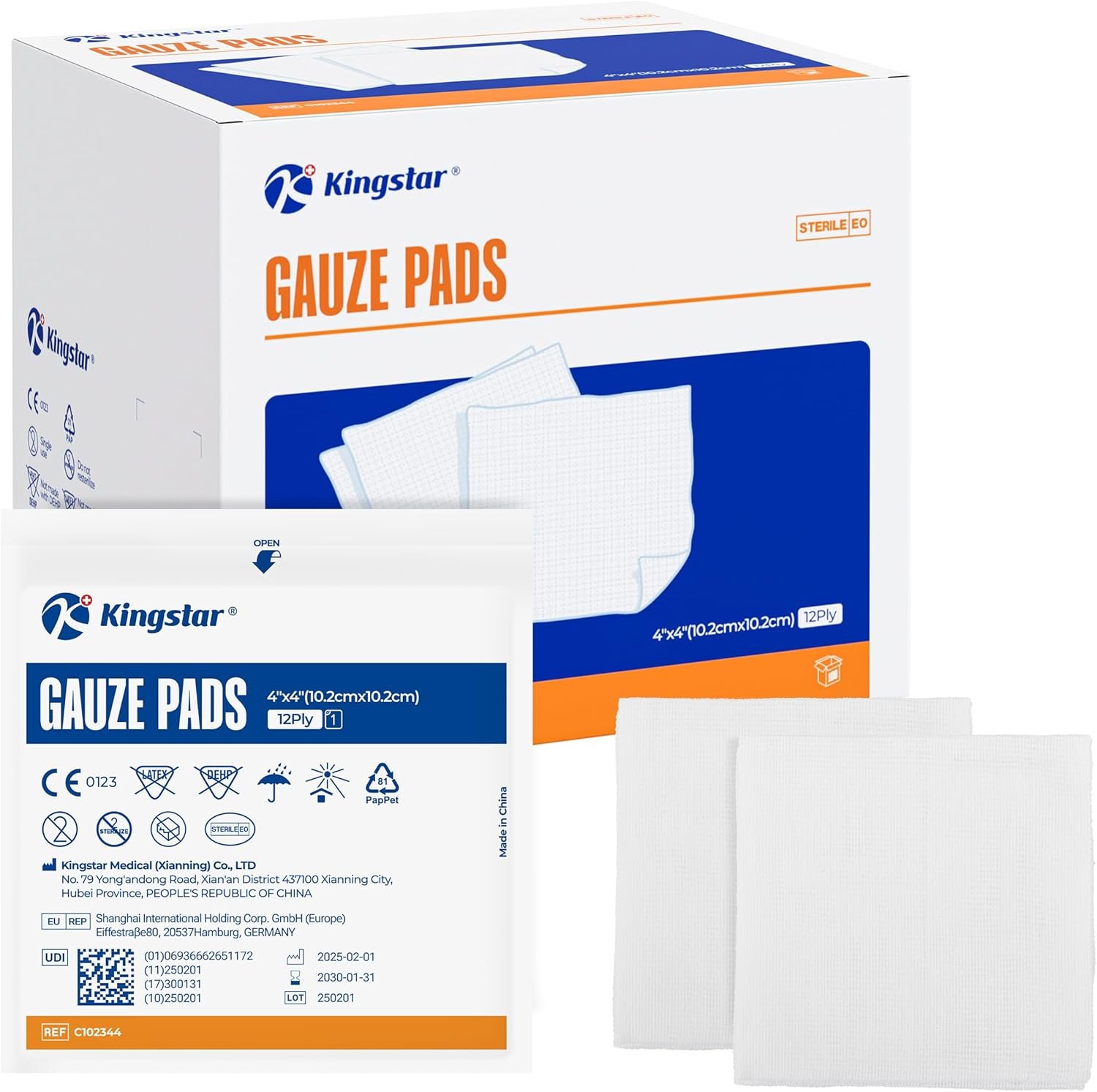 100 Pack Sterile Gauze Pads 4×4 Inch 12-Ply, 100% Cotton Large Gauze Sponges for Wound Care, Highly Absorbent Bulk Hospital-Grade First Aid & Surgical Dressing