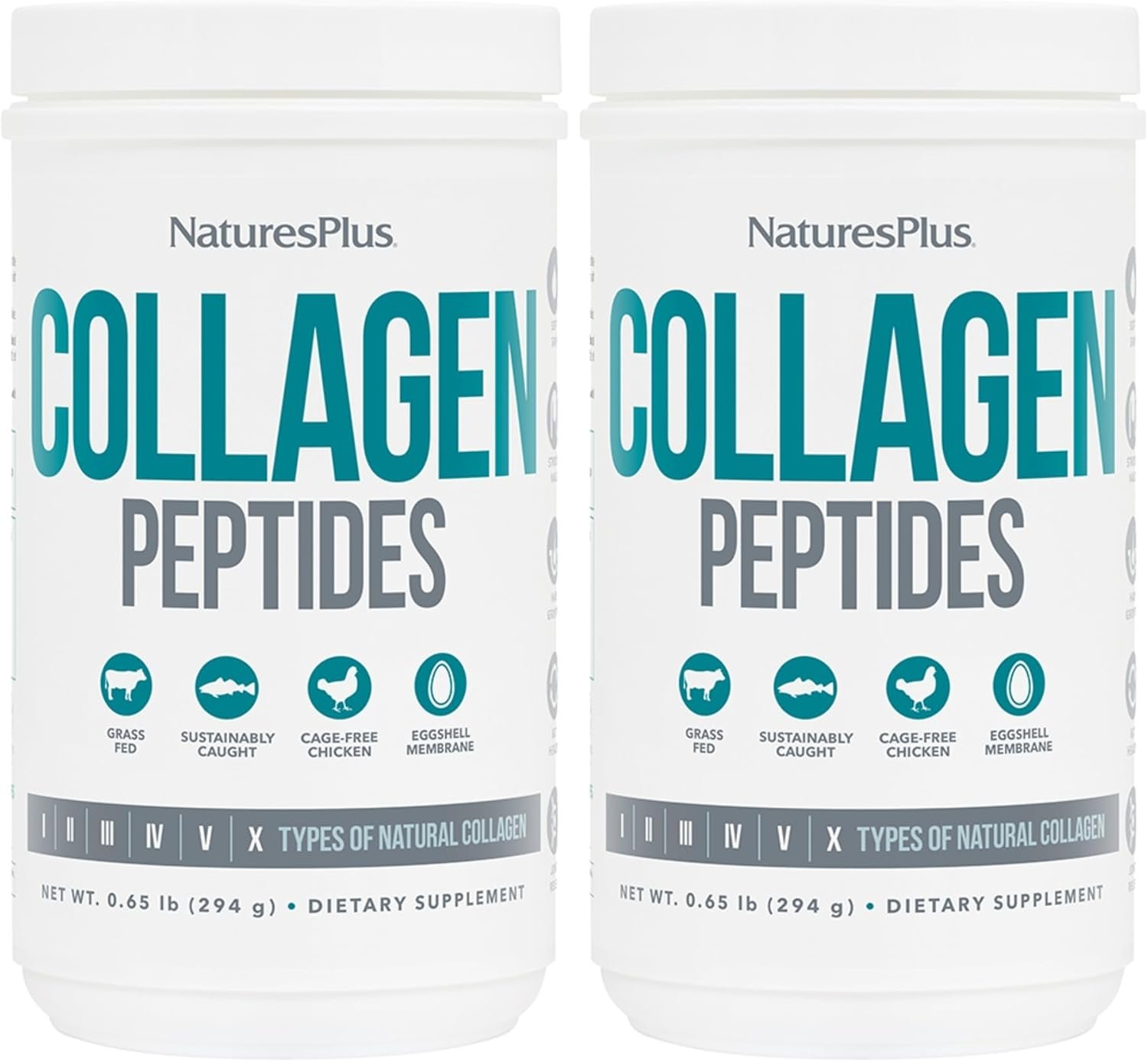 NaturesPlus Collagen Peptides – 0.65 lbs Powder, Pack of 2 – Hair, Skin, Nail & Joint Health, Immune System Support – Non-GMO, Gluten Free – Up to 56 Total Servings