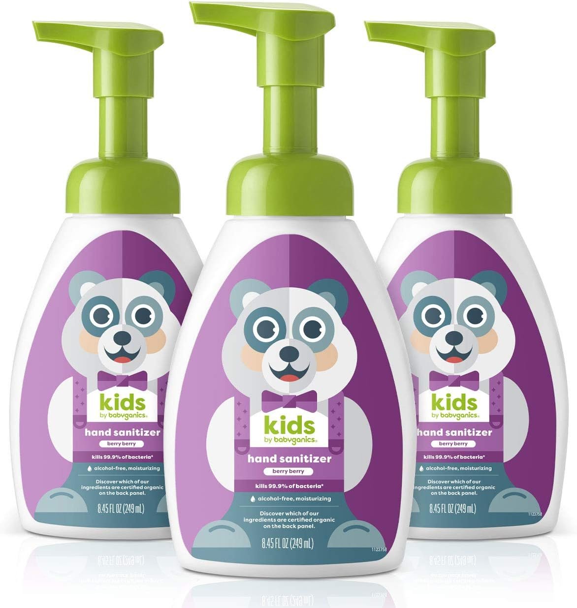 Babyganics Foaming Pump Hand Sanitizer, Alcohol Free, Berry Berry, Kills 99.9% of Common Bacteria, Moisturizing, 8.45 Fl Oz (Pack of 3)