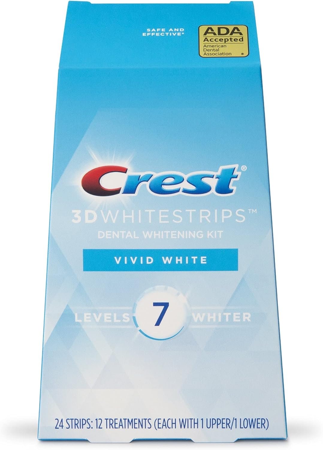 Crest 3D Whitestrips Vivid White Teeth Whitening Kit, 24 Strips, (12 Count Pack)