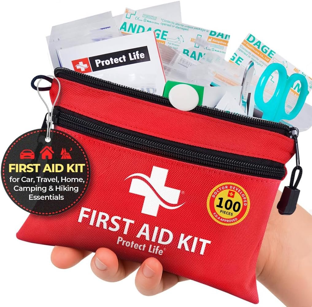 Protect Life Survival First Aid Kit for Home/Business, Camping Survival Kits | Mini Travel First Aid Kit | Camping Equipment | Small Kits for Car | Outdoor Emergency Survivals Pack – 100pcs