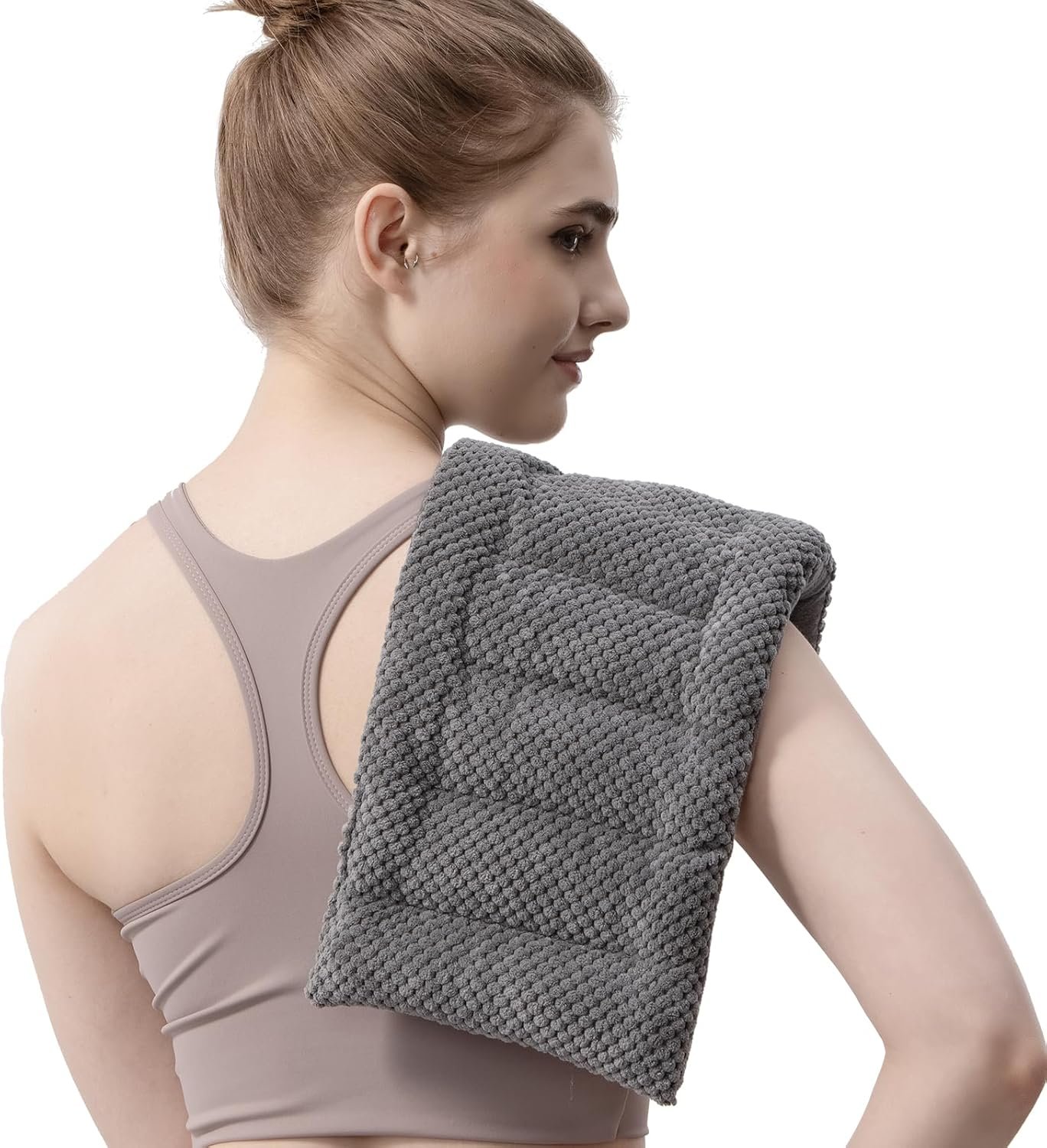 Weighted Microwave Heating Pad (1.8 lbs), 16×7 Inch Microwavable HotPack for Muscle Pain Relief Soothes Aches in Shoulders, Lower Back & Abdomen, Moist Heat Therapy Reusable