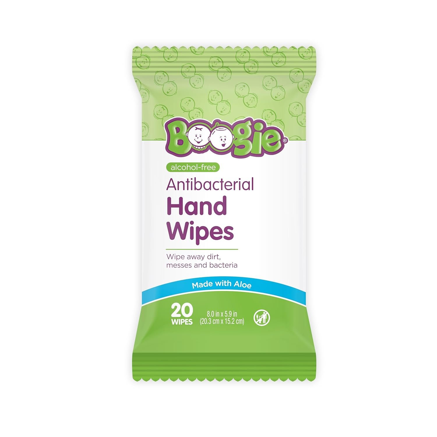 Boogie Hand Sanitizer Wipes, Alcohol-Free, Hypoallergenic and Moisturizing Aloe, For Adults and Kids – 20 Wipes (Pack of 1).