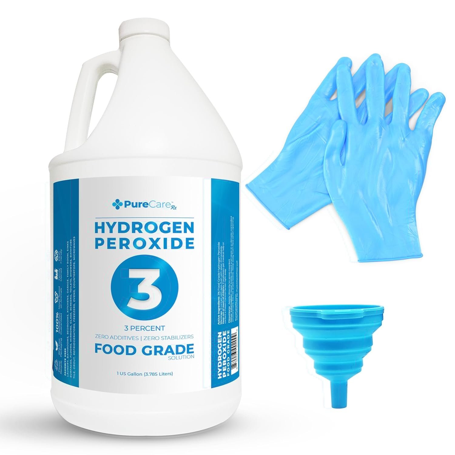 3% Food Grade Hydrogen Peroxide (1 Gallon) – No Added Stabilizers – Made in The USA derived from 35% Food Grade Hydrogen Peroxide
