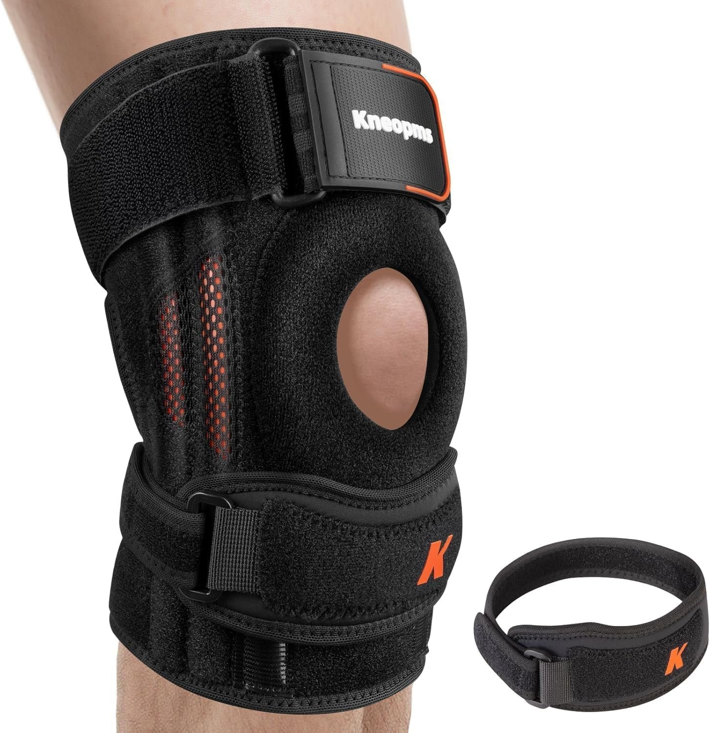 2-in-1 Professional Knee Brace for Pain Relief,Adjustable Knee Support with Patella Pad & Side Stabilizers, Compression Knee Sleeve for Meniscus Tear, ACL, Joint Pain, Runner, Workout-Men & Women