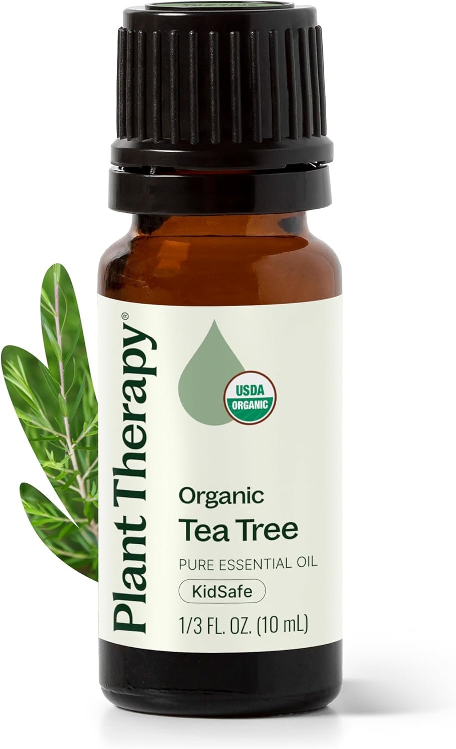 Plant Therapy Organic Tea Tree Oil (Melaleuca) 100% Pure, USDA Certified Organic, Undiluted, Natural Aromatherapy for Skin, Hair, and Toenails, Therapeutic Grade 10 mL (1/3 oz)
