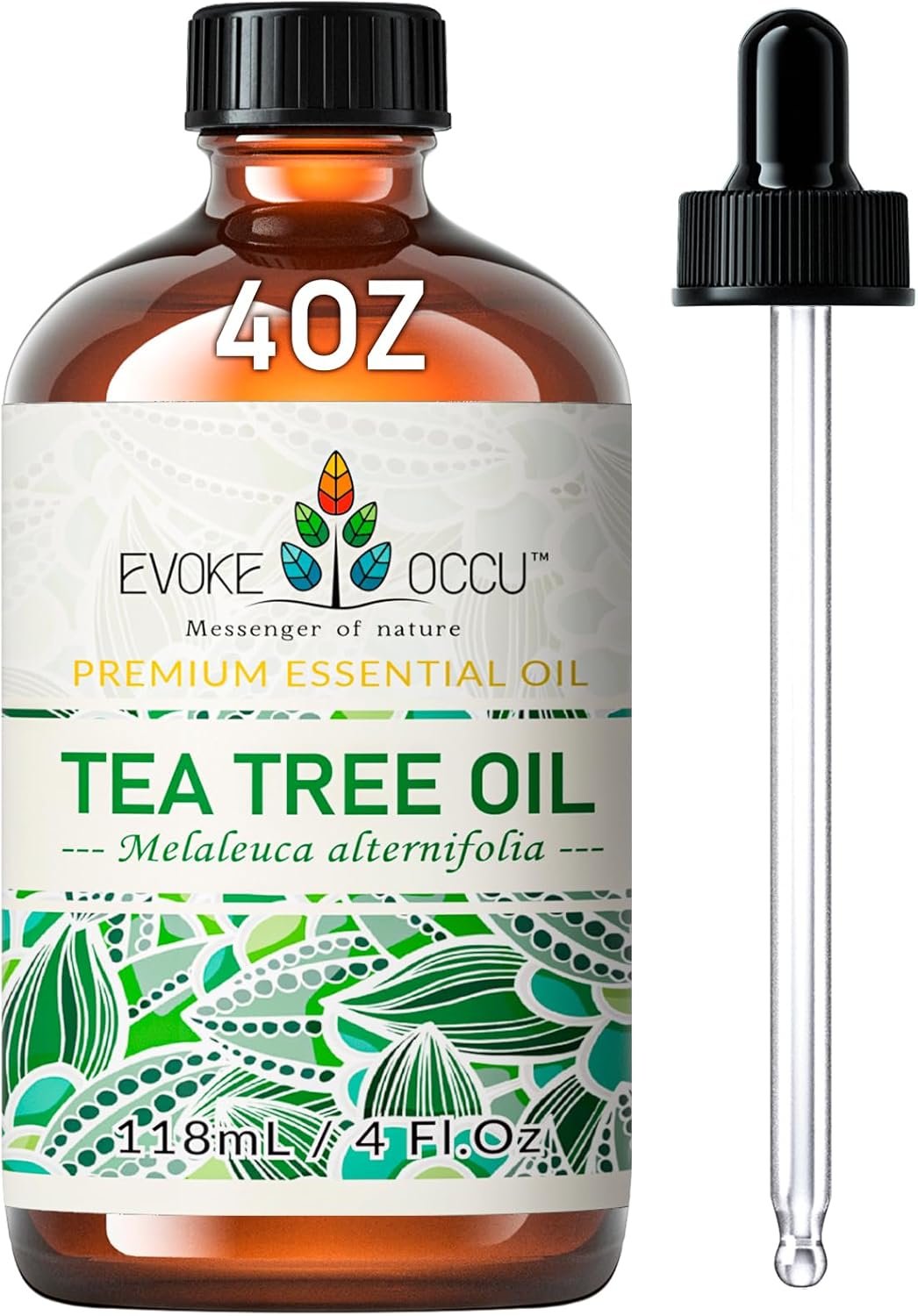 EVOKE OCCU 100% Pure Tea Tree Oil, for Skin, Face, Toenails, Add to Body Wash, Soap, Foot Soak – 4 FL Oz