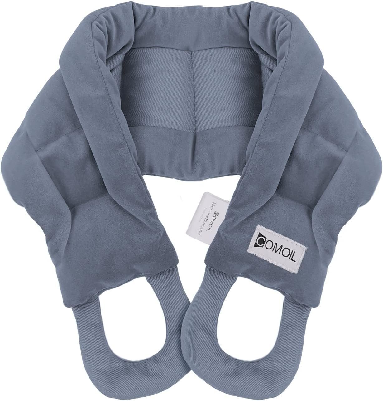 COMOIL Microwave Heating Pad for Neck and Shoulders Back with Handles,33 * 5.9″ Long Heated Neck Wrap,Reusable Warmer,Moist Hot Packs,Microwavable Weighted Bag for Cold and Warm Compress