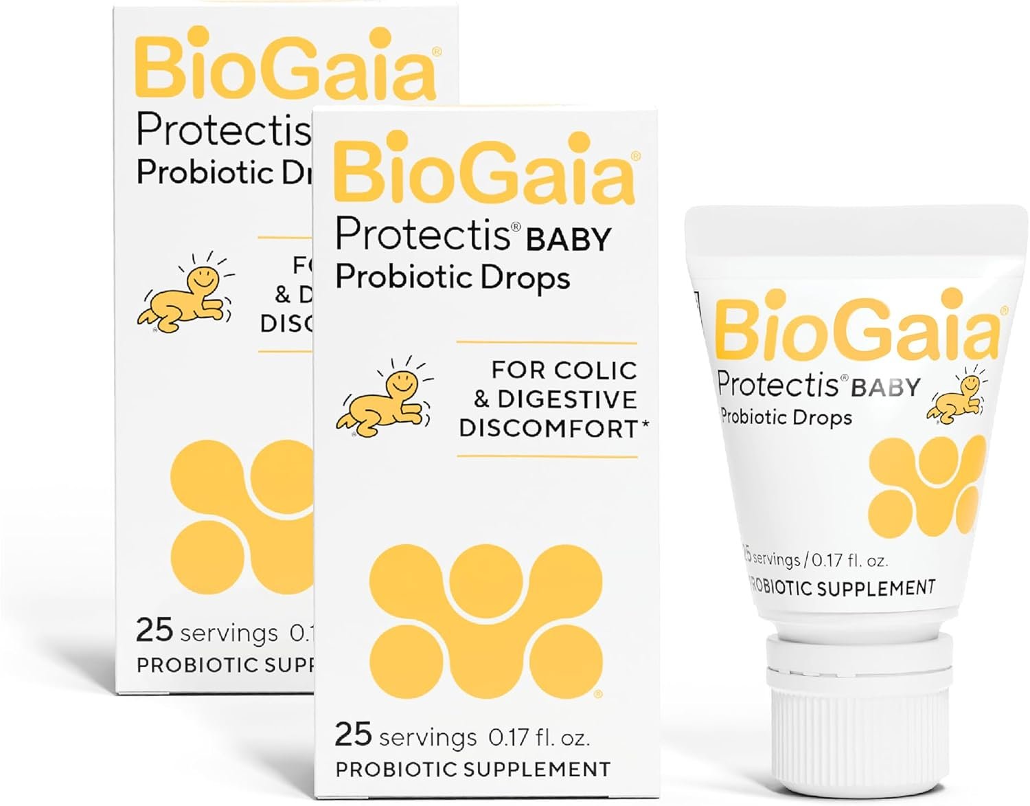 BioGaia Protectis Baby Probiotic Drops | Baby Essentials for Colic & Gas Relief | Safe for Newborns | Ease Crying, Fussing, Colic, Gas, Spit-ups & Constipation | No Dairy, Soy & Gluten | 5mL (2-Pack)
