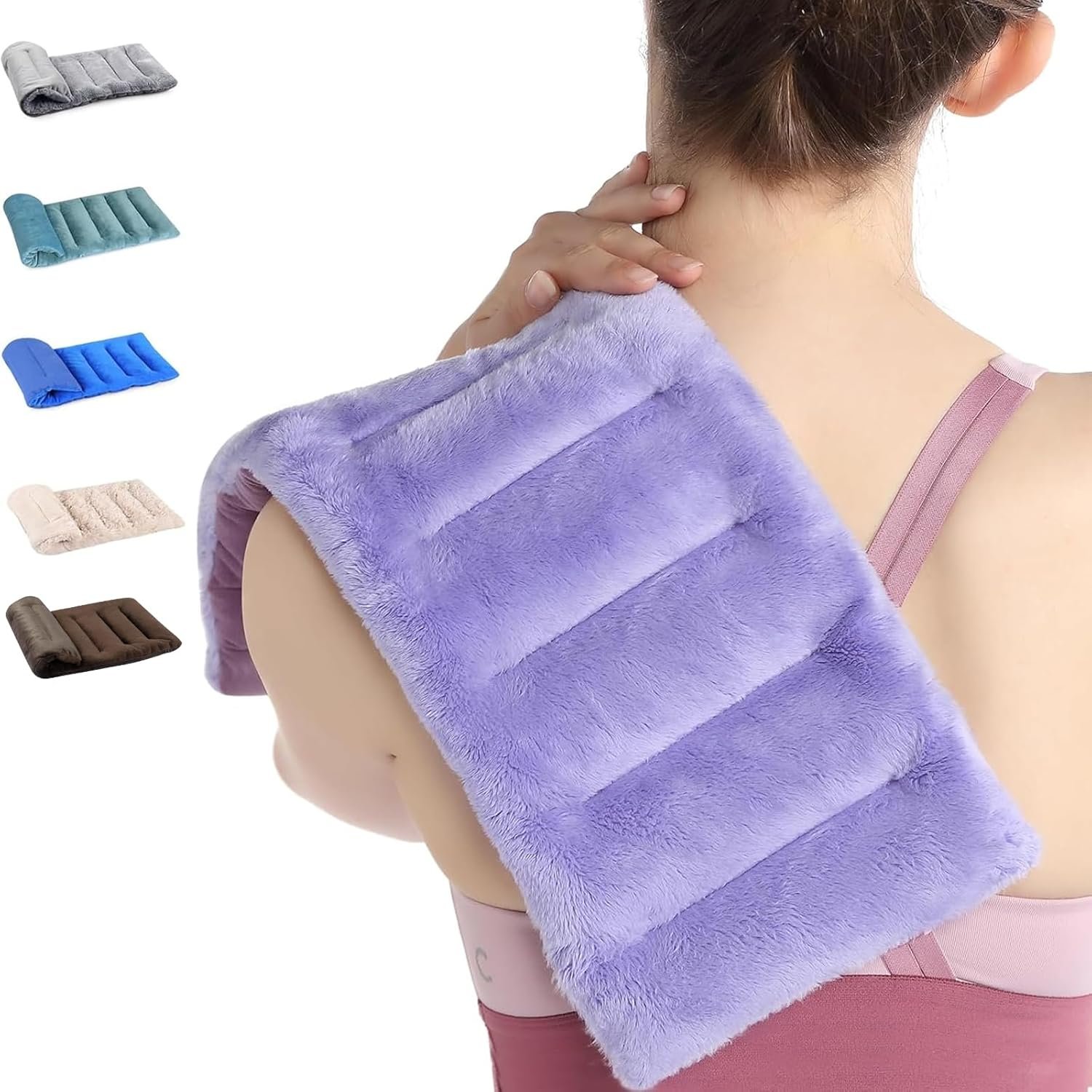 SuzziPad Microwave Heating Pad for Discomfort Reducing, 7×16 Microwavable Heated Pads, Muscle Ache, Soothing Fatigue for Neck and Shoulder, Bean Bag Moist Heat Pack, Warm Compress, 1.74lb, Purple