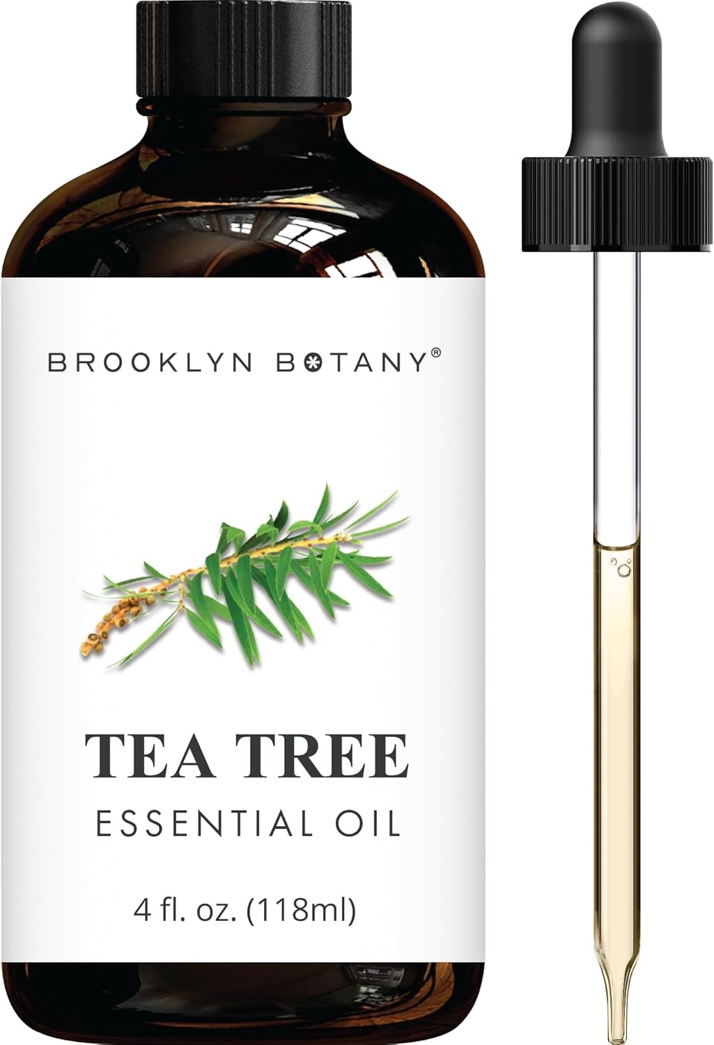 Brooklyn Botany Tea Tree Essential Oil – Huge 4 Fl Oz – 100% Pure and Natural – Premium Grade with Dropper – for Aromatherapy and Diffuser