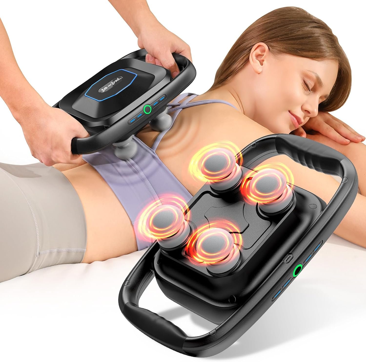 BOB AND BRAD A1 4-Head Massage Gun Deep Tissue, FSA Eligible/HSA Eligible, 4X Pain Relief Efficiency, Replaceable Massager Heads & Plate, Electric Percussion Massage Gun Tool for Back, Leg, Muscle