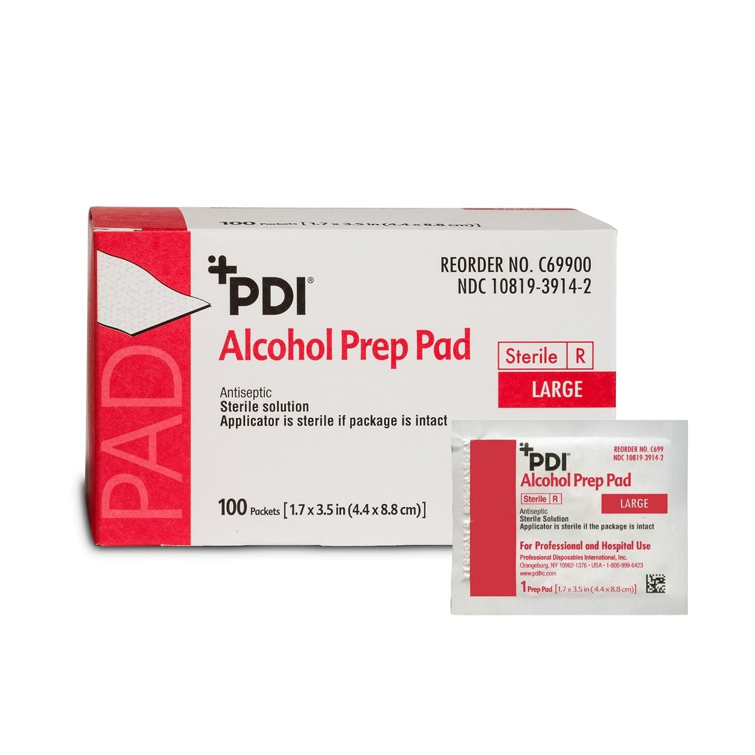 Alcohol Prep Pads, Large Premium 1.7″ x 3.5″ Pad, Sterile Antiseptic, Individually Wrapped Prep Pad for Injections, 70% Isopropyl Alcohol, 100 Count, 1 Pack