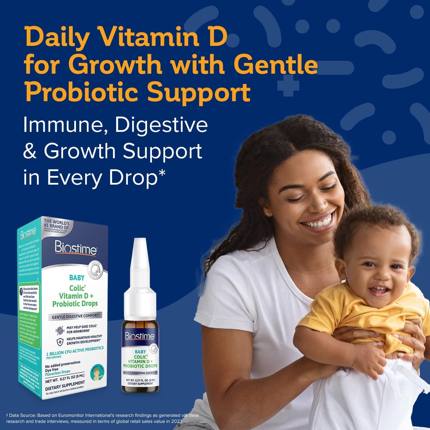 Biostime Baby Vitamin D & Colic Probiotic Drops for Newborns to 3 Years Old | 100% Daily Values Vitamin D for Bone & Immune Support – Eases Colic & Digestion| 32 Serving