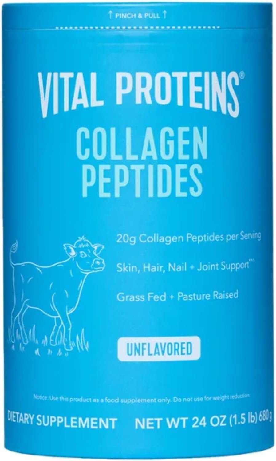 Vital Proteins Natural Whole Nutrition Collagen Peptides – Pasture Raised, Grass Fed, Paleo Friendly, Gluten Free, Single Ingredient – 24 Ounce