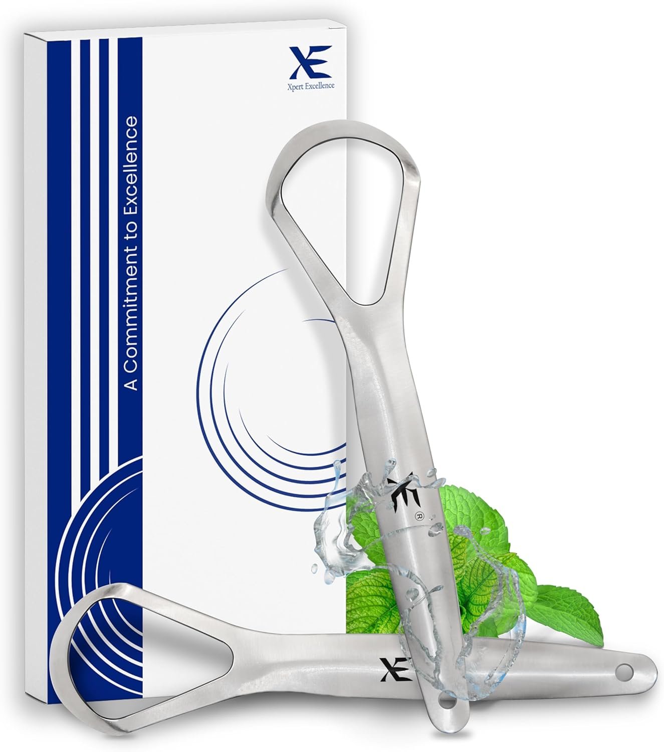 XE 2 Pcs Tongue Scraper Y Shape – Stainless Steel Metal Tongue Scraper for Bad Breath Treatment, Oral Hygiene Tongue Cleaner for Men and Women