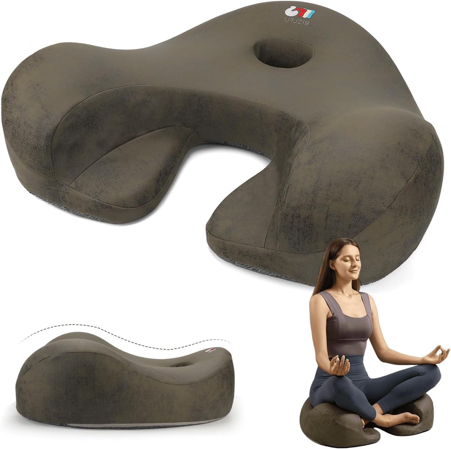 Meditation Cushion & Floor Pillow Seat – Ergonomic Comfortable Memory Foam Set Relieves Numbness Tailbone & Hip Pain from Long Sitting, idea for Reading, Yoga.