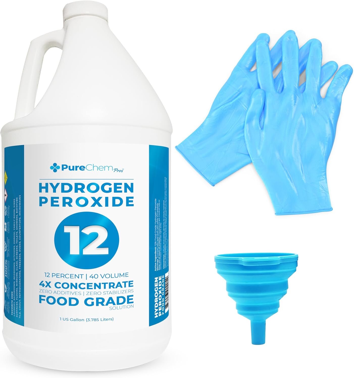 Hydrogen Peroxide 12 Percent 1 Gallon – Multi-Surface Cleaner for Counters, Bathtubs, Floors, Carpets, Cold Plunge and More.