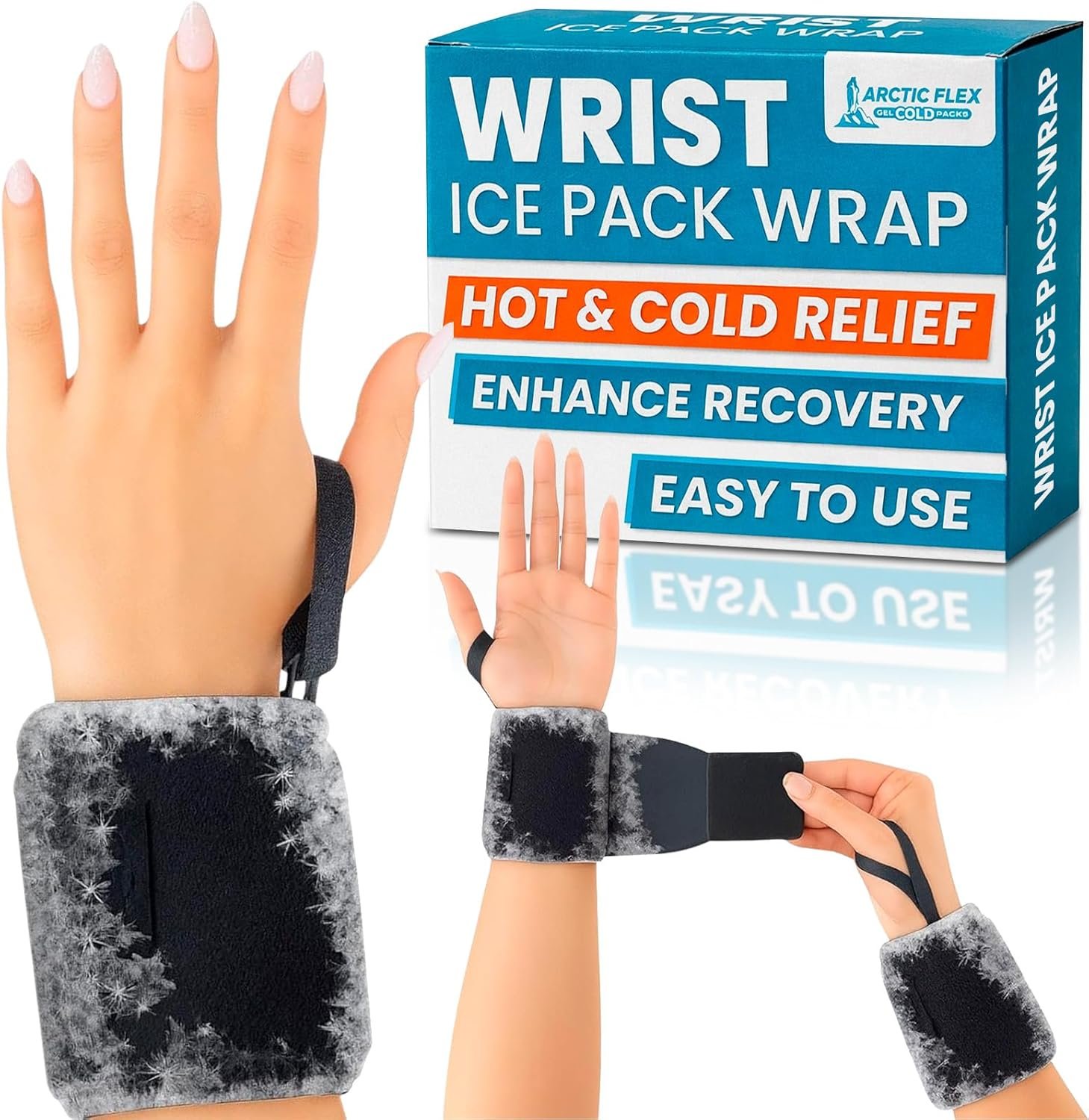Arctic Flex Wrist Ice Pack Wrap (Pair) – Hot & Cold Gel Therapy Compress for Joint Pain Relief – Reusable Compression Sleeve Freeze & Microwavable – Support for Bruise, Swelling & Rheumatoid Arthritis