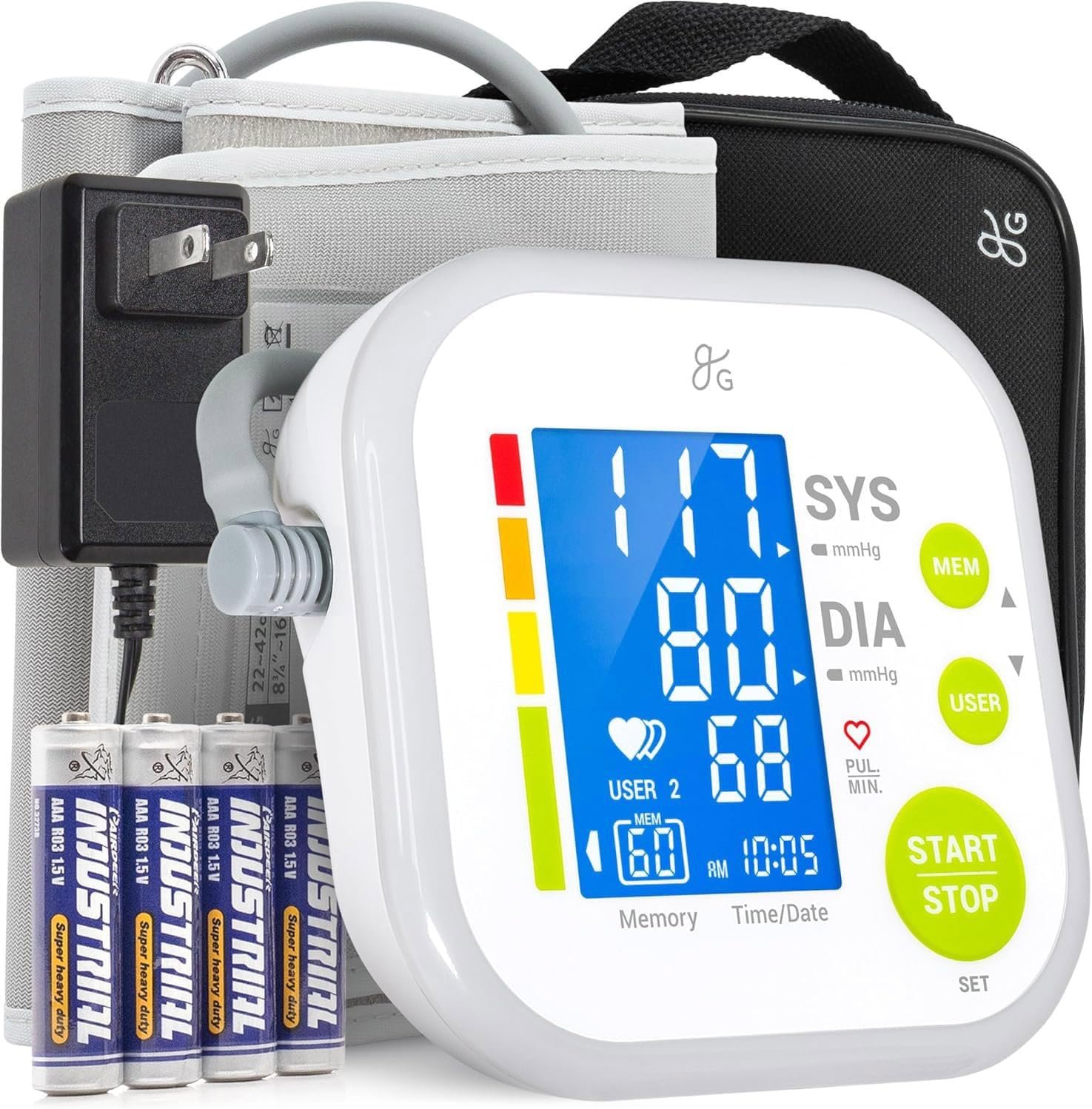 Greater Goods Blood Pressure Monitor – Complete BP Machine Kit with Wall Adapter and Premium Comfort Cuff, Designed in St. Louis