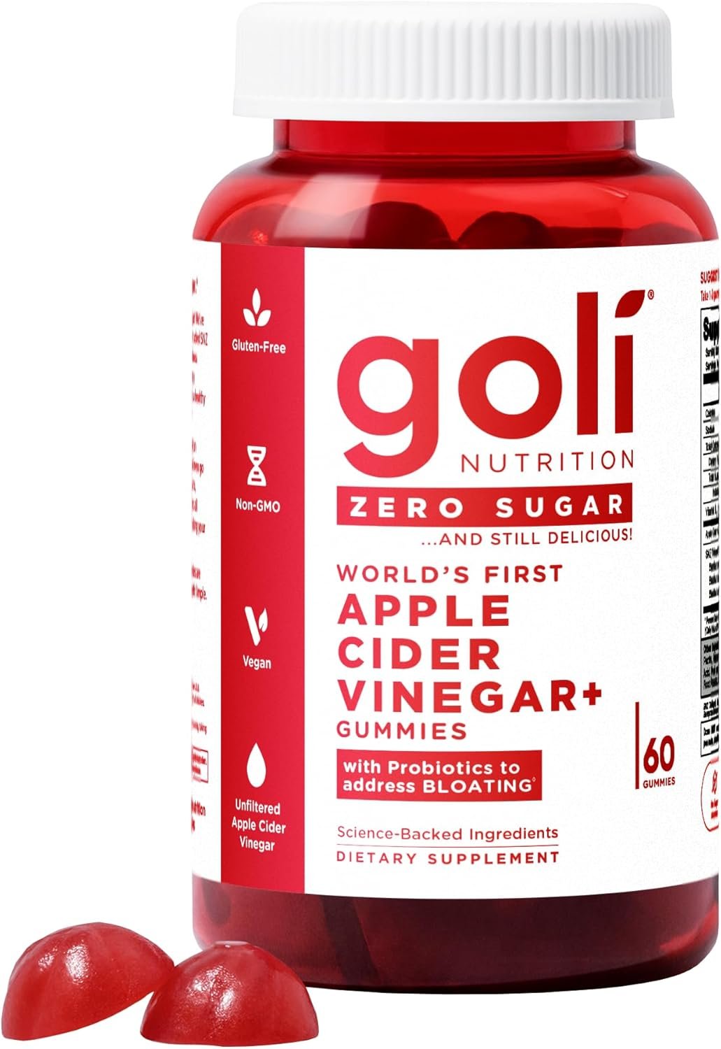Goli Zero Sugar Apple Cider Vinegar Gummies – ACV with Vitamin B12 and Probiotics – No Sugar Alcohols – Vegan, Keto-Friendly, Gluten-Free