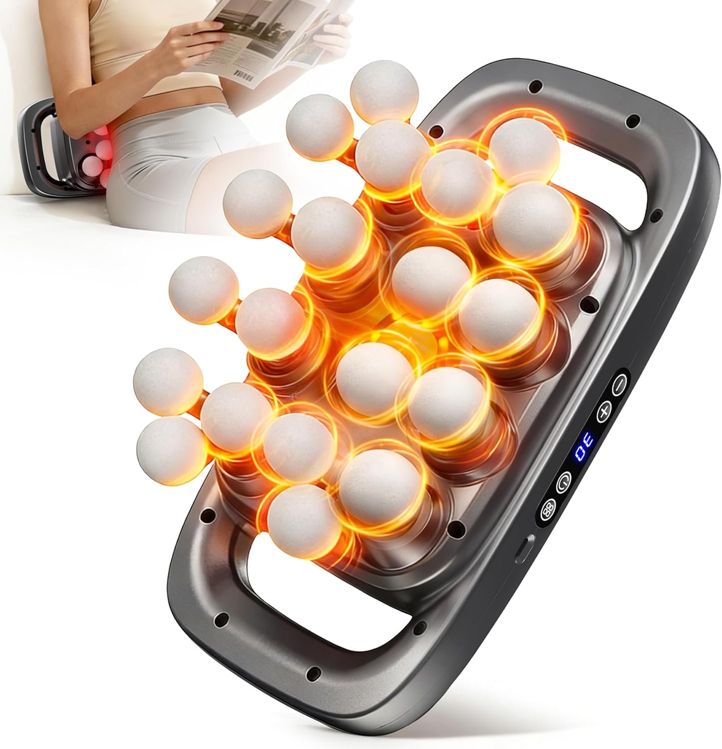 20-Head Massage Gun, Deep Tissue Percussion Massager with 30 Speeds & 3 Modes, 110lb Force, Ultra-Quiet 35dB, 3×2600mAh Battery, Type-C Fast Charging, 6H Use, Full Body Muscle Relaxation