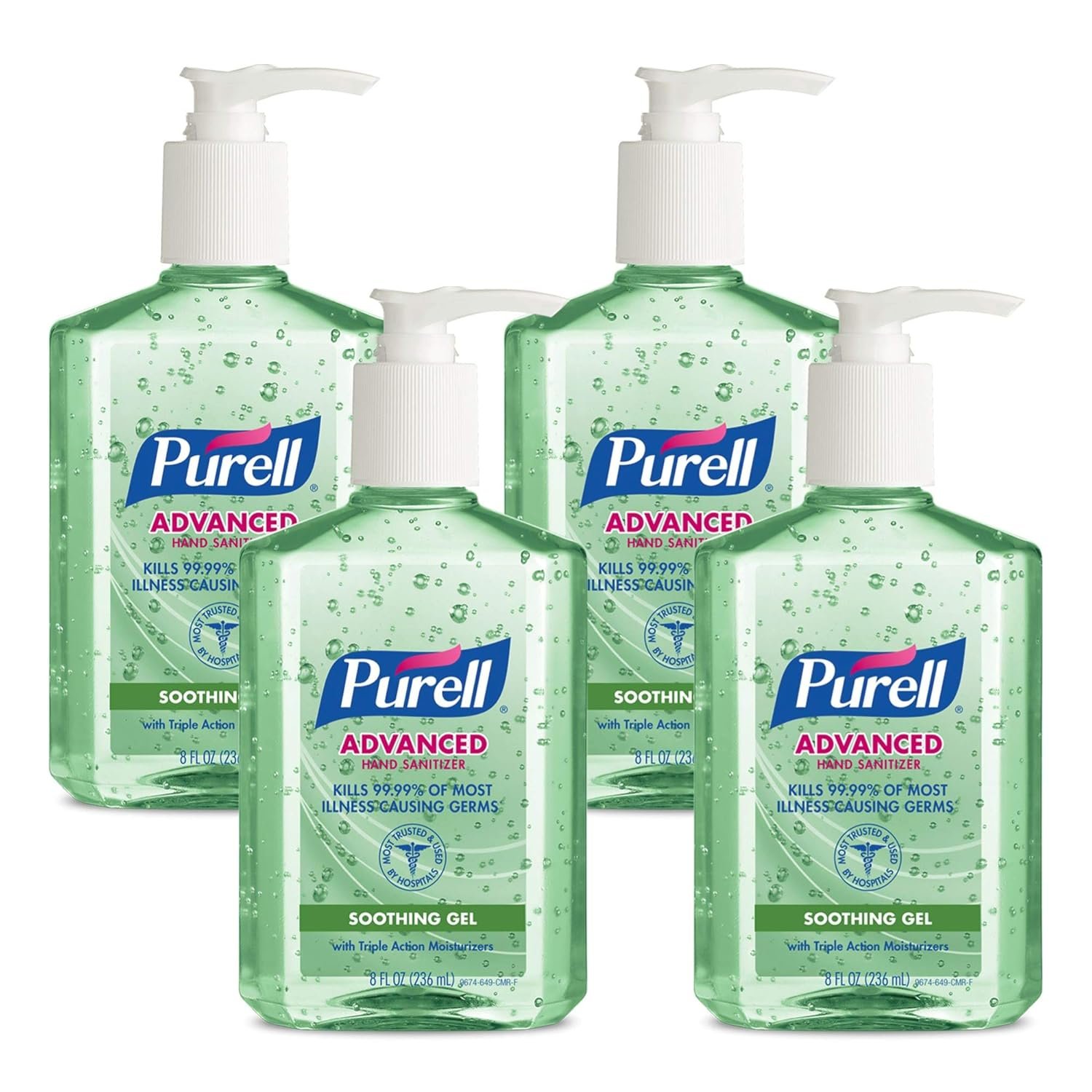 Purell – 9674-04-ECIN PURELL Advanced Hand Sanitizer Soothing Gel, Fresh Scent, with Aloe and Vitamin E – 8 fl oz Pump Bottle (Pack of 4) – 9674-06-EC