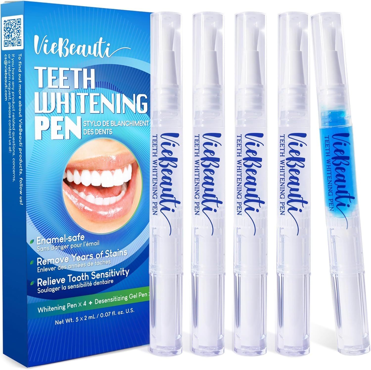 Teeth Whitening Pen Gel Kit: 35% Carbamide Peroxide Gel for Stain Removal – No Sensitivity with Remineralizing Pen for a Brighter Whiter Smile Mint (5 Pack)
