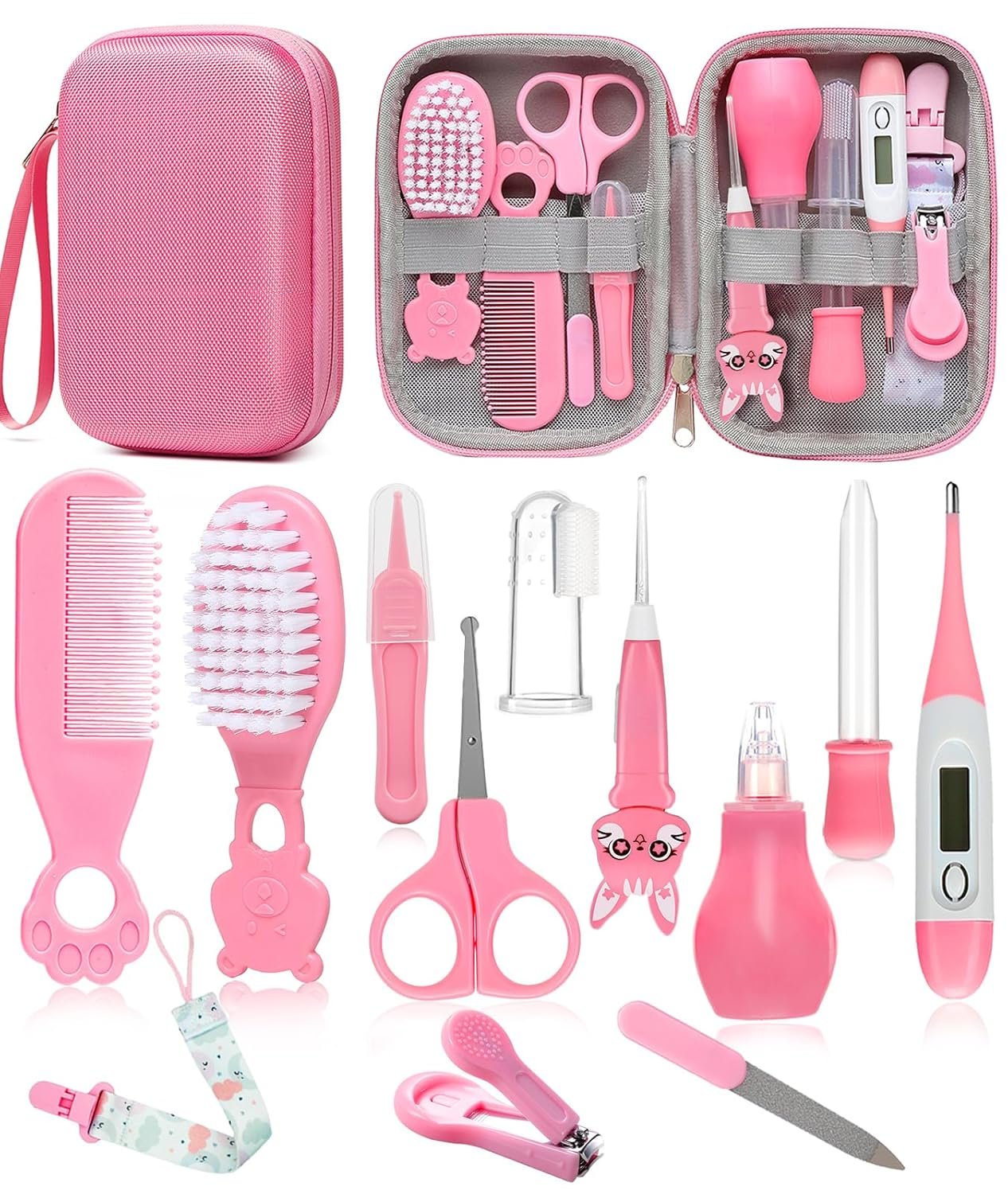 Baby Healthcare and Grooming Kit, Safety Newborn Nursery Baby Care Kit, with Hair Brush Comb, Nail Clipper, Thermometer, Pacifier Clip, Baby Registry Search, Baby Girl Boy Newborn Essentials