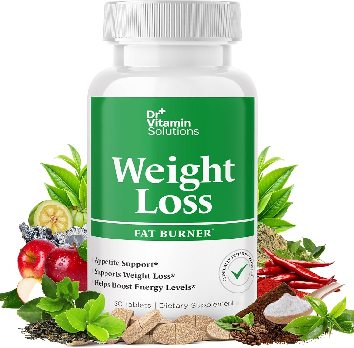 Weight Loss Supplements for Women & Men – Includes Green Tea Extract, Chromium, Vitamin B6 – Energy Booster, Belly Fat Burner & Appetite Suppressant Diet Pills – 30 Tablets