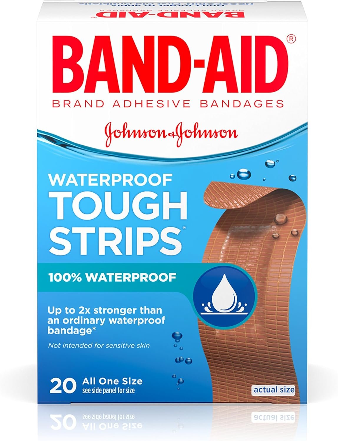 Band-Aid Brand Adhesive Bandages Tough Strips, Waterproof, 20 Count (Pack of 2)