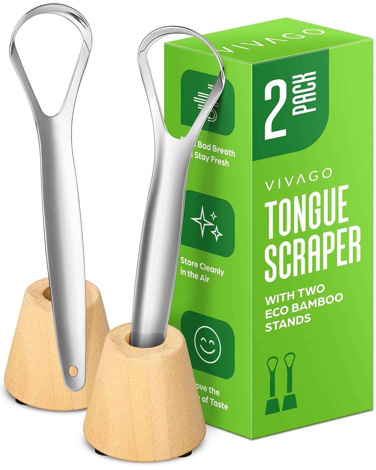Tongue Scraper for Adults with Holder (2 Pack) – Metal Tongue Scraper for Tongue Cleaning and Reducing Bad Breath – Stainless Steel Tongue Scraper for Adults, Tongue Cleaner for Adults