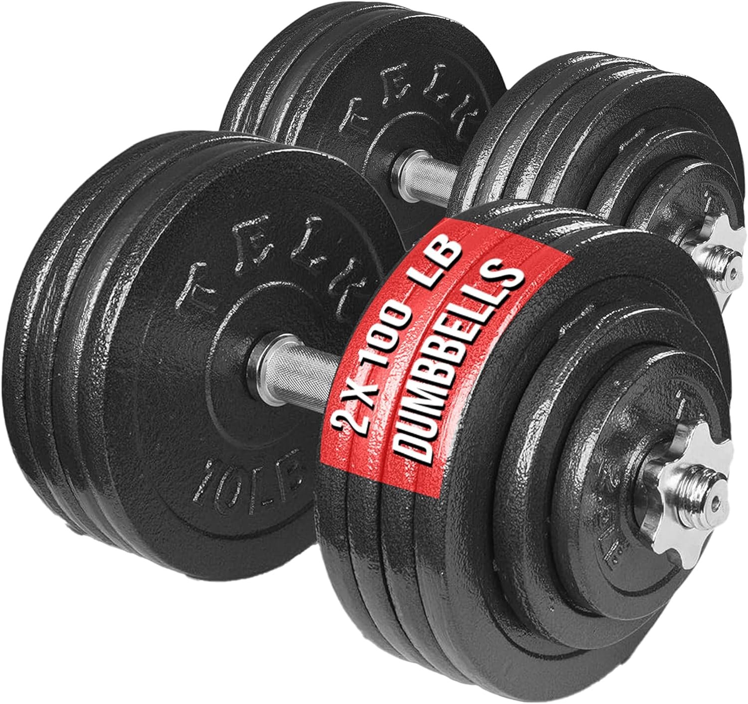 TELK – Adjustable Dumbbell Set – Home Gym Weight Set with Baked Enamel Cast Iron Plates – Space-Saving Free Weights for Strength Training